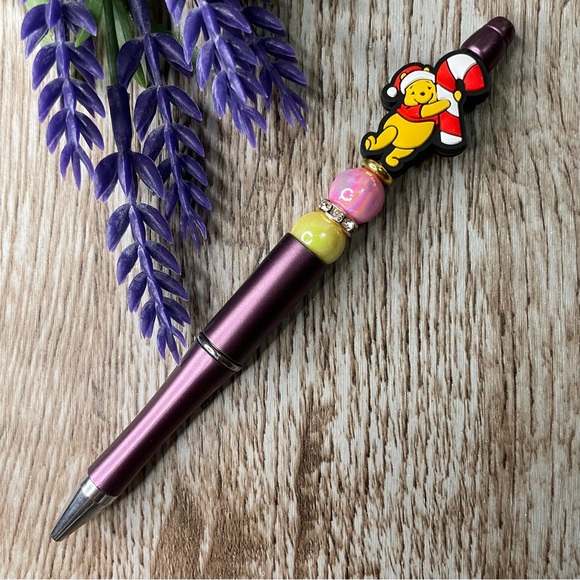 Handcrafted Pooh Tree Pens Beaded Unique Artisan Gifts Office Accessories - Picture 5 of 7